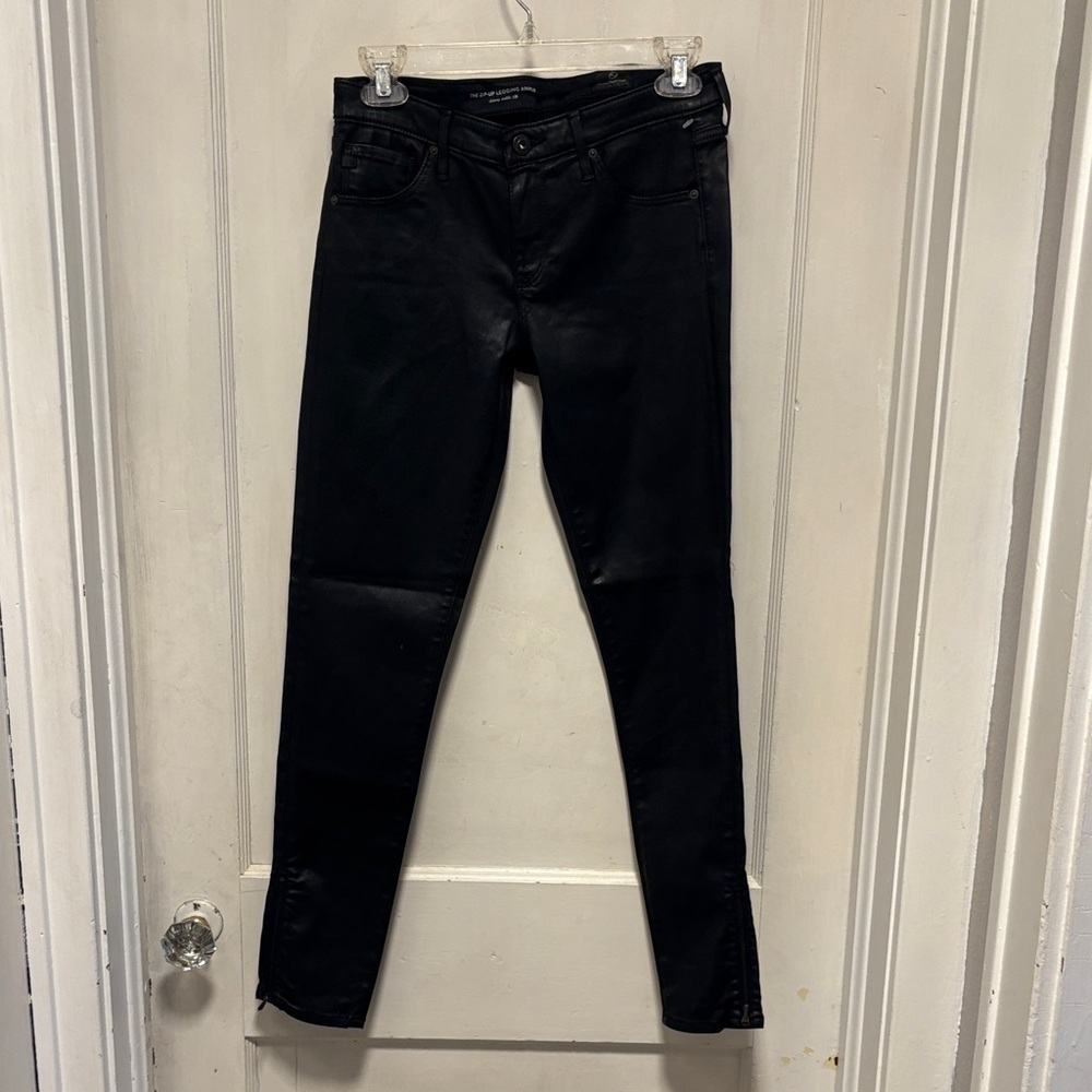 AG Adriano Goldschmied The Zip-Up Legging Ankle Skinny Vegan Pleather Pants 27